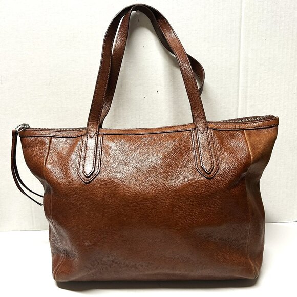 Fossil brown leather tote - Picture 1 of 8